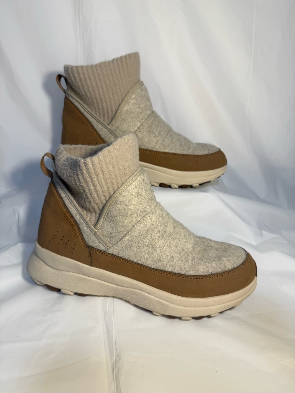 Womens Merrell Cloud Renew Bluff Boots Size 10 Tan Oyster Brown White J003988